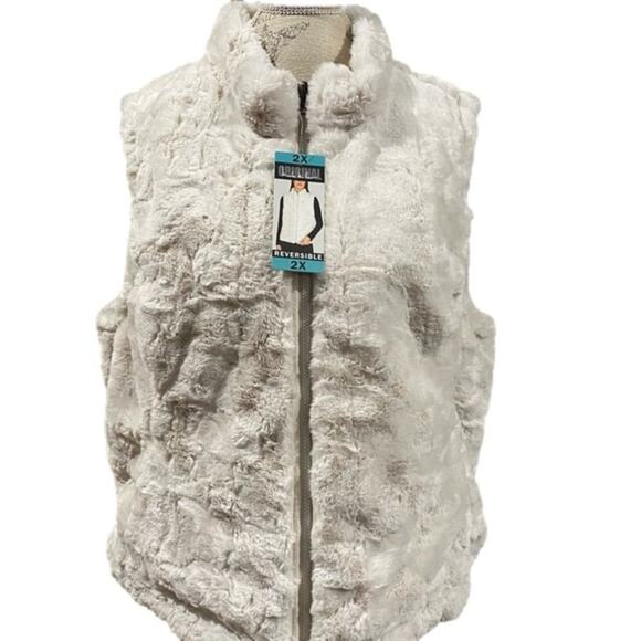 Nicole Miller Women's Vest Jacket Reversible Pockets Ivory 3X NWT - Picture 10 of 11